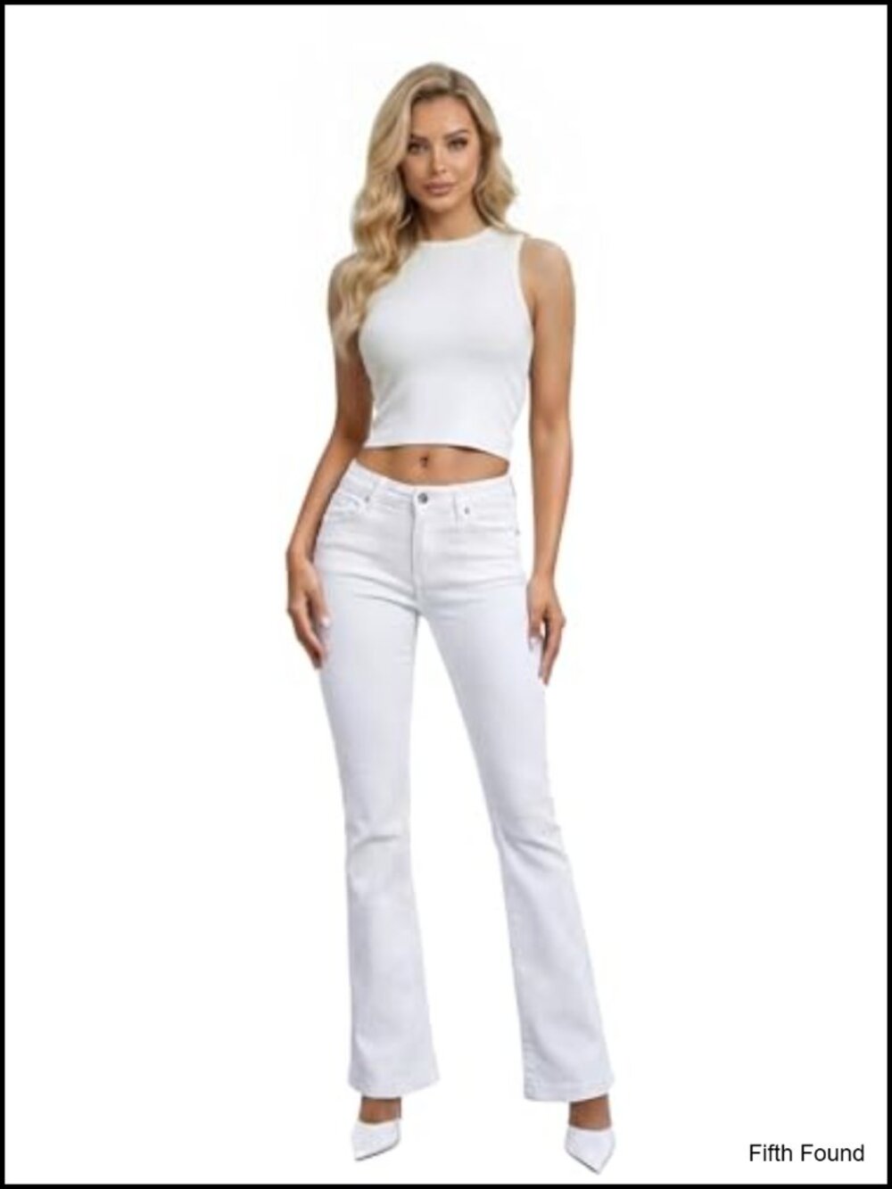 Women's Flare Denim Jeans Mid Rise Stretch Slim Fit Pockets